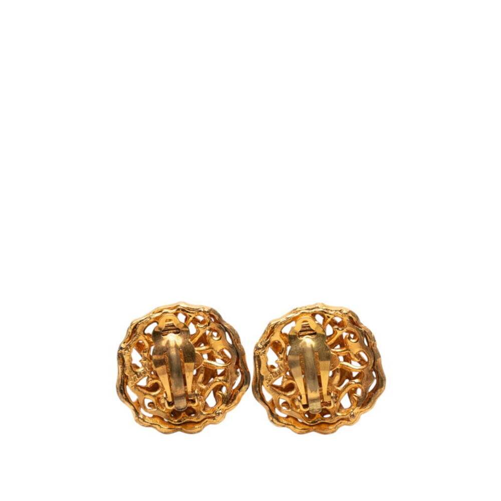CHANEL Vintage Gold Logo Earrings - Picture 2 of 3